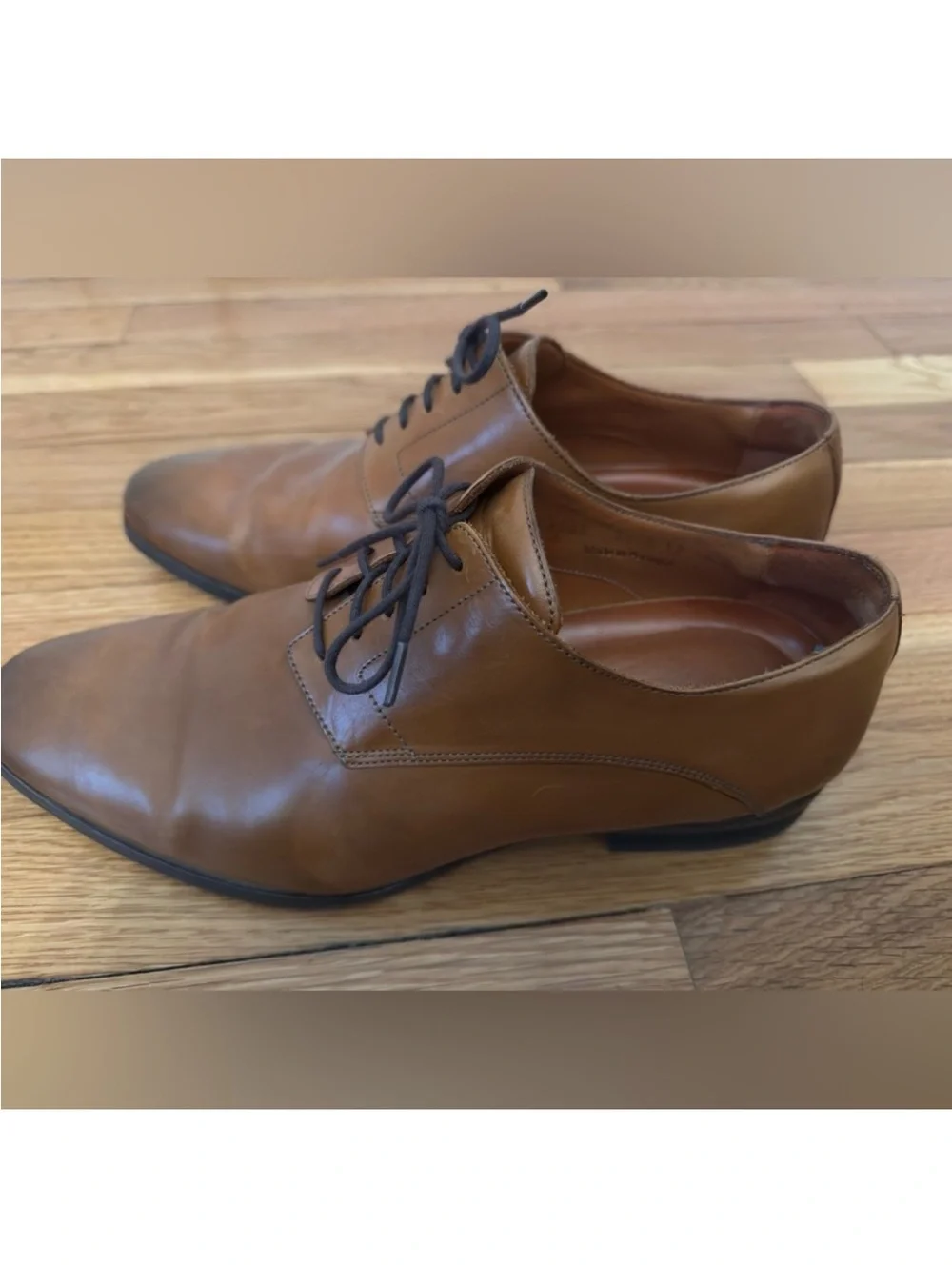 Wolf & Shepherd Men's Classic Tan Brown Leather Derby Lace-Up Shoes Sz 9.5